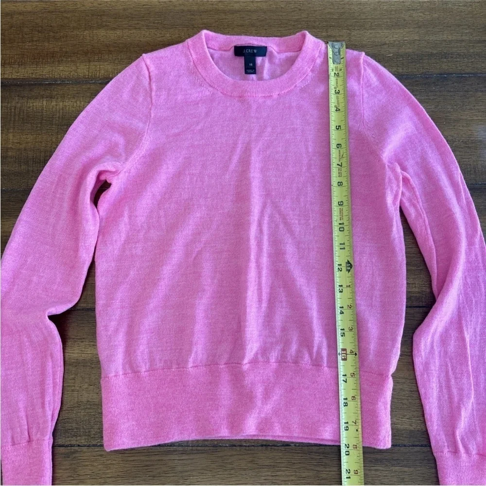 J. Crew Women's Hot Pink Merino Wool Crewneck Thin Knit Long Sleeve Size XS